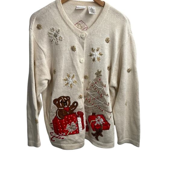 BOBBIE BROOKS Christmas Ugly Embellished Sweater Cardigan Women's XL - Picture 13 of 16